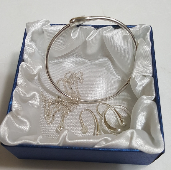 S925 Sterling Silver Water Drop Jewelry Set - Picture 2 of 6